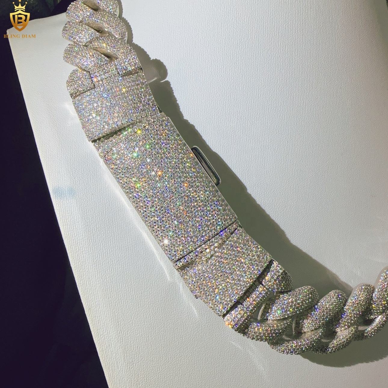 25mm D Color VVS Moissanite 925 silver chain