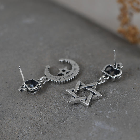 Crown Star Crescent Earrings