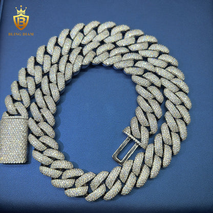 Moissanite 18mm 4 Rows 925 Silver Vvs Custom Chain