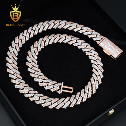 15mm Cuban sterling silver Moissanite Chain