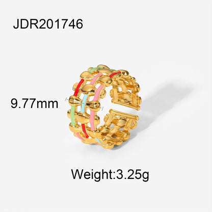Gold Plated Geometric Colorful Enamel Knuckle Snake Finger Rings