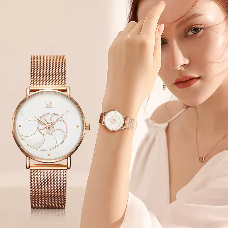 Rose Gold Seashell Watch