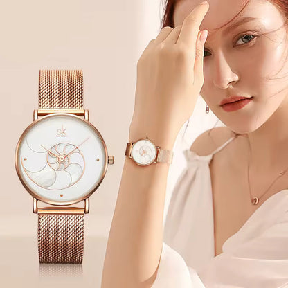 Rose Gold Seashell Watch