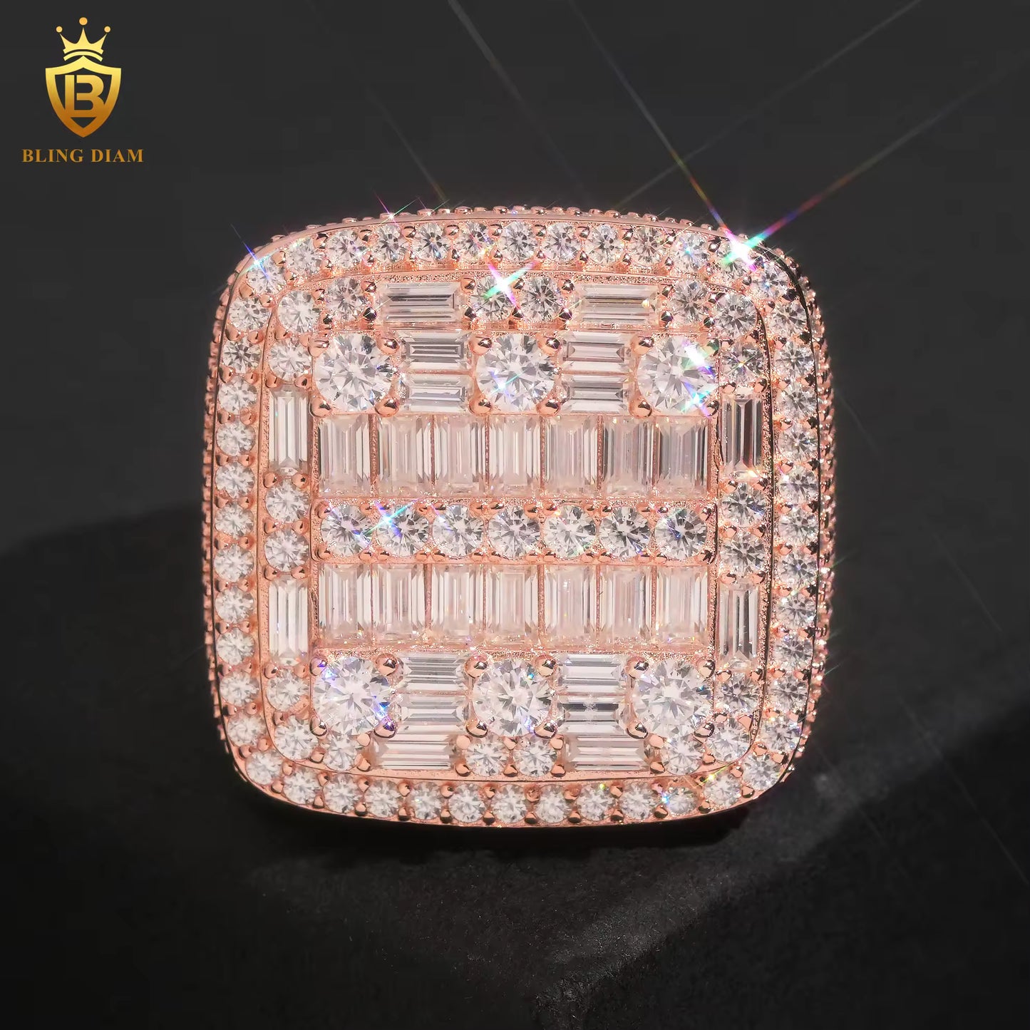 Baguette-cut iced-out ring