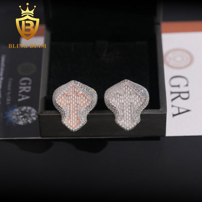 Iced-out cross moissanite ring