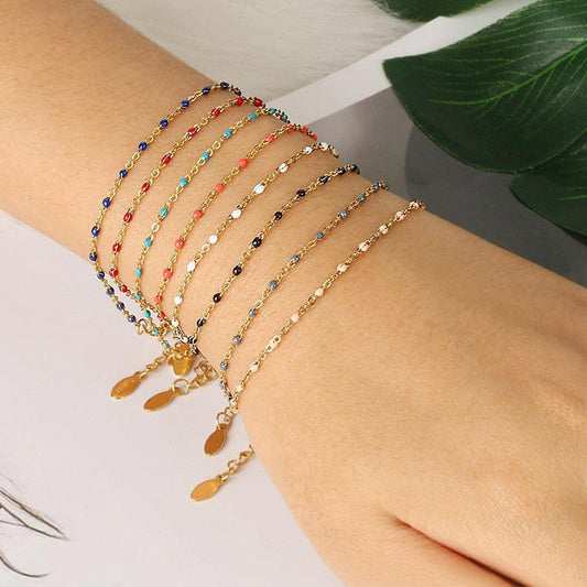Multicolor Enamel Bead Chain Bracelet