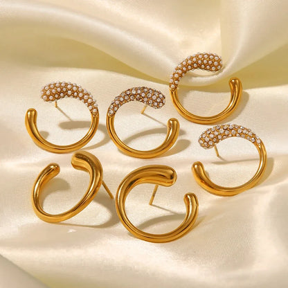 CC Shape Zircon Pearl Inlaid Earring