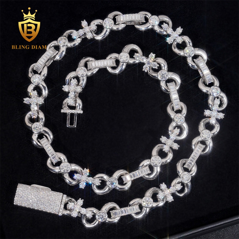 925 Sterling Silver 13mm moissanite chain