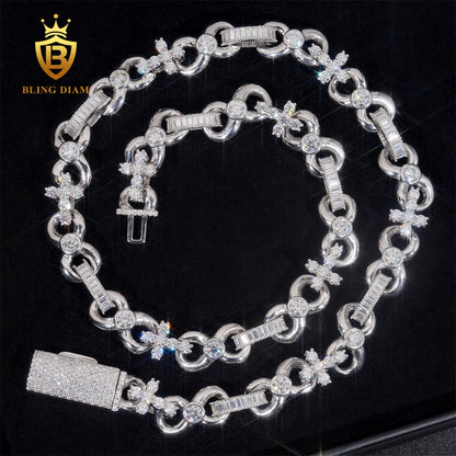 925 Sterling Silver 13mm moissanite chain