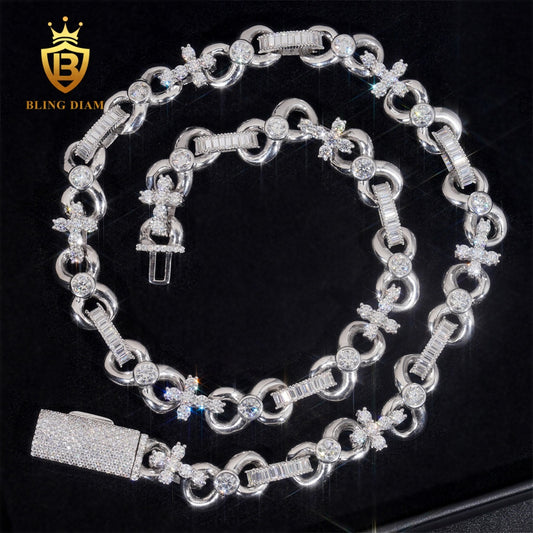 925 Sterling Silver 13mm moissanite chain