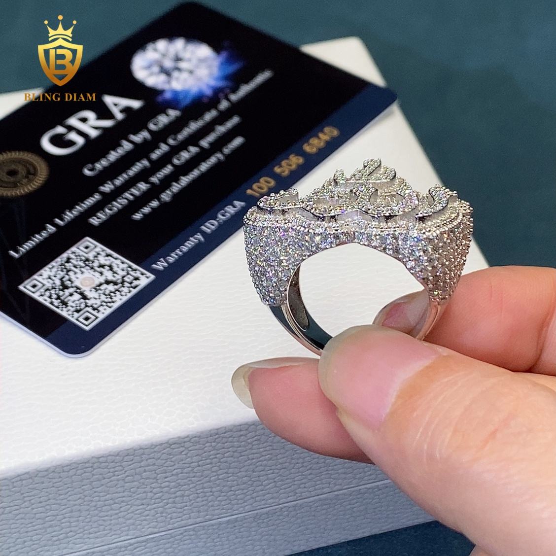 Fire-style moissanite ring