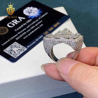 Fire-style moissanite ring
