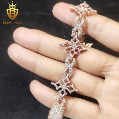 Iced Out Cross Moissanite Cuban Bracelet