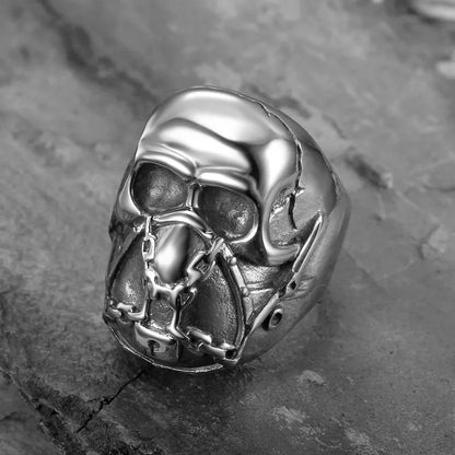 Skull chained & locked ring
