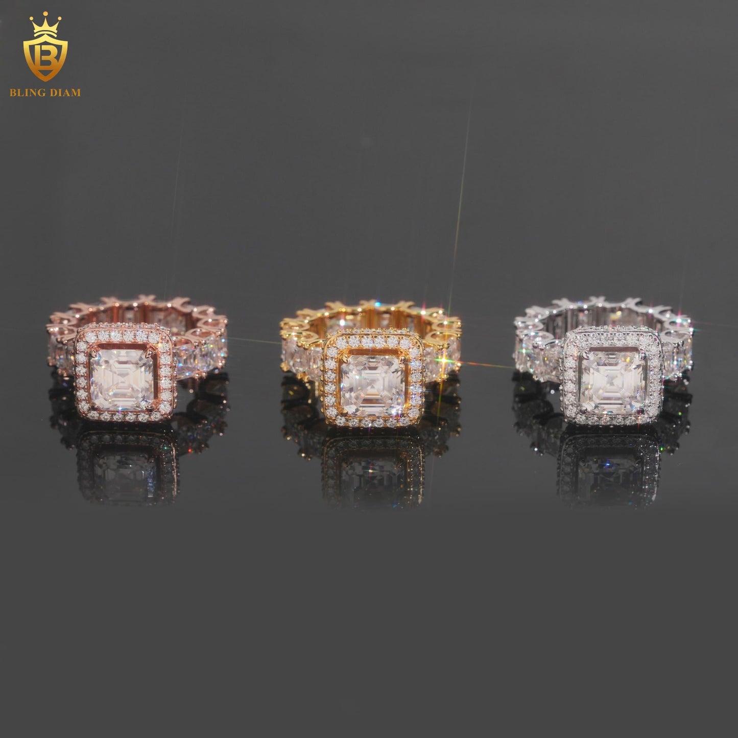 Asscher-cut moissanite ring