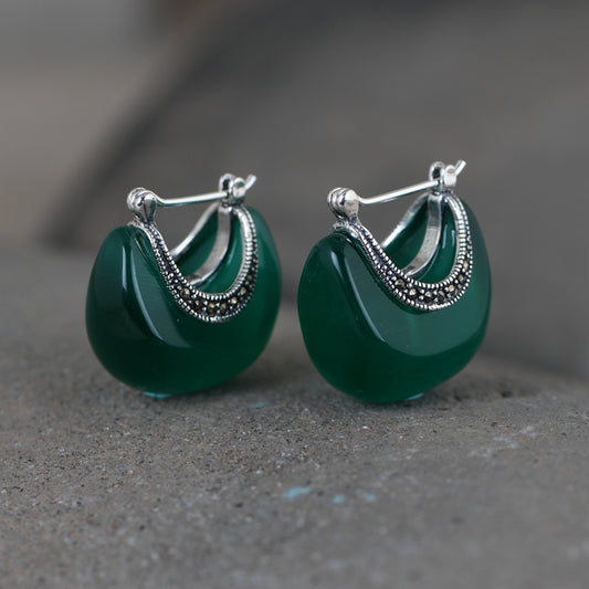 Inlaid with Synthetic Opal Earrings