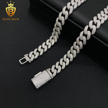 12mm 925 sterling silver moissanite chain