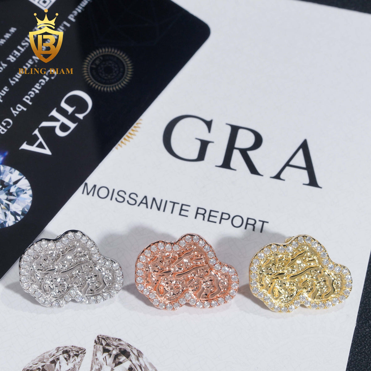 D Color VVS Moissanite Nugget Earrings