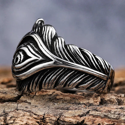 Peacock feather eye ring