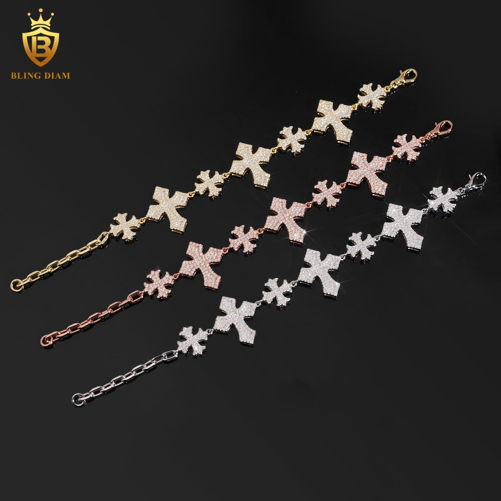 Iced Cross Moissanite Bracelet