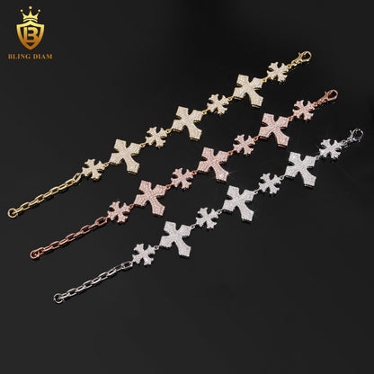 Iced Cross Moissanite Bracelet