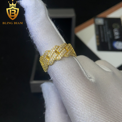 Weave-design iced-out ring