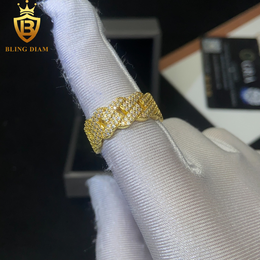 Weave-design iced-out ring