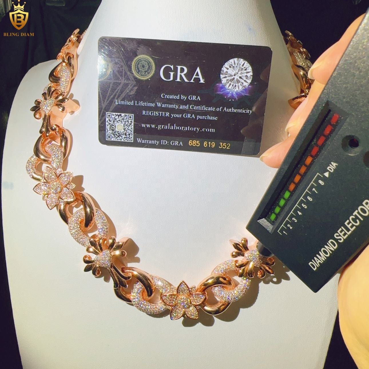 20mm D Color VVS Moissanite Chain