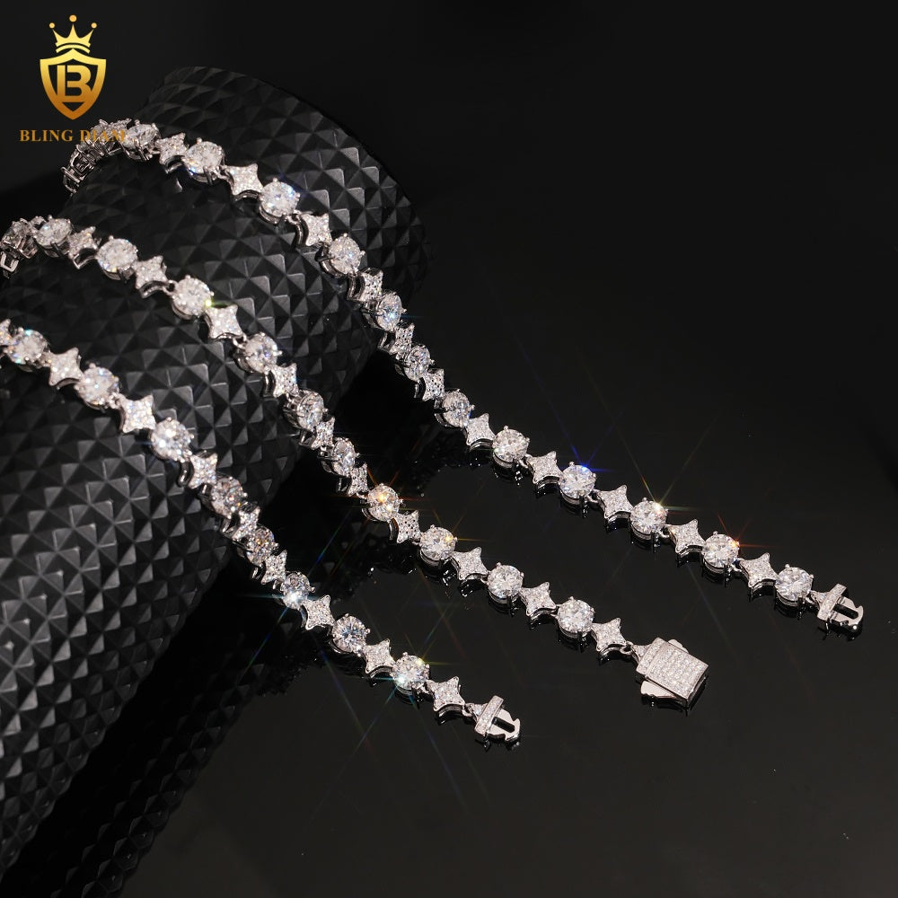 Round Moissanite Link Chain Bracelet