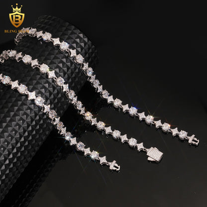 Round Moissanite Link Chain Bracelet