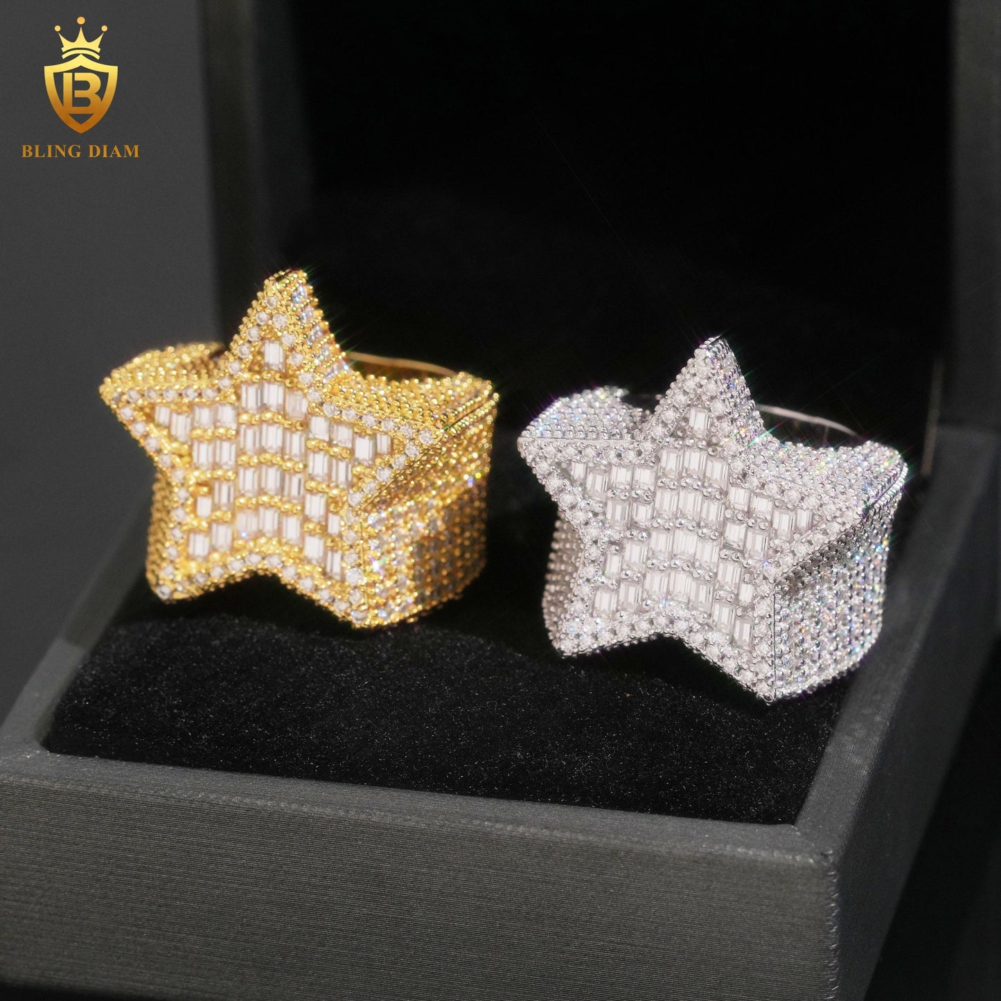 Star-design iced-out ring