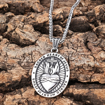 Heart Of Jesus Catholic Saint Medal Necklace