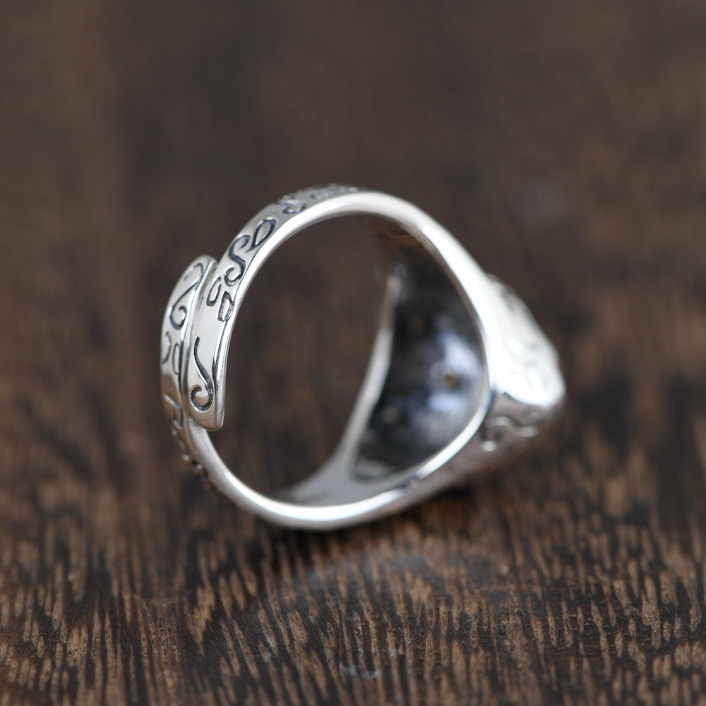 Hipster Carved Leopard Head Opening Ring