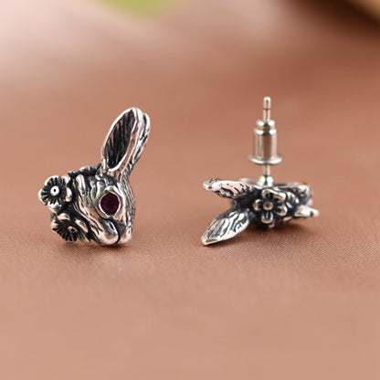 Flower Rabbit Stud Earrings