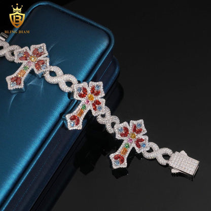 Colorful Cross Moissanite Bracelet