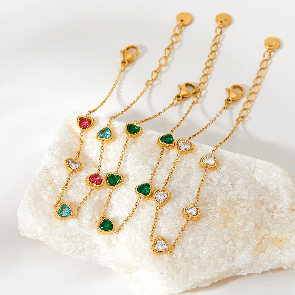 Zircon Heart Charm Bracelets