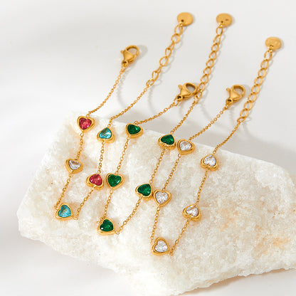 Zircon Heart Charm Bracelets