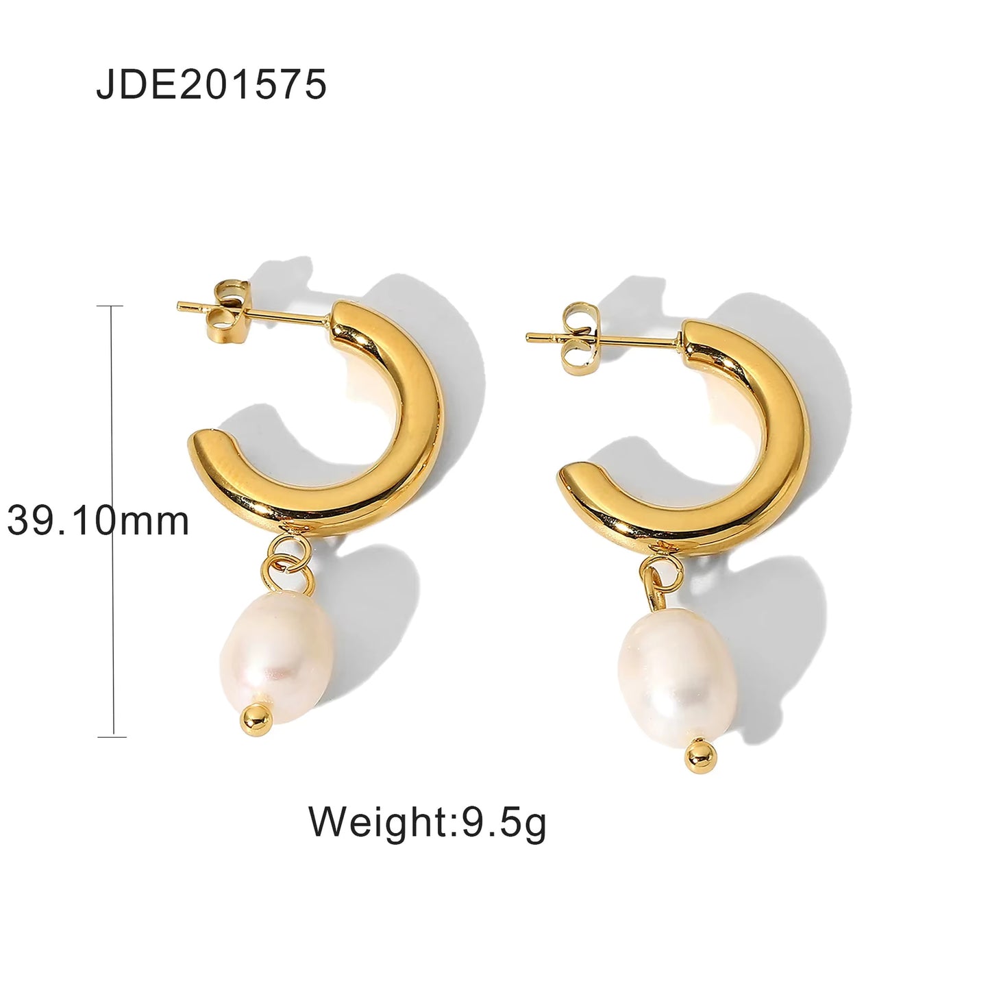 Pearl Stud Hoop Earrings