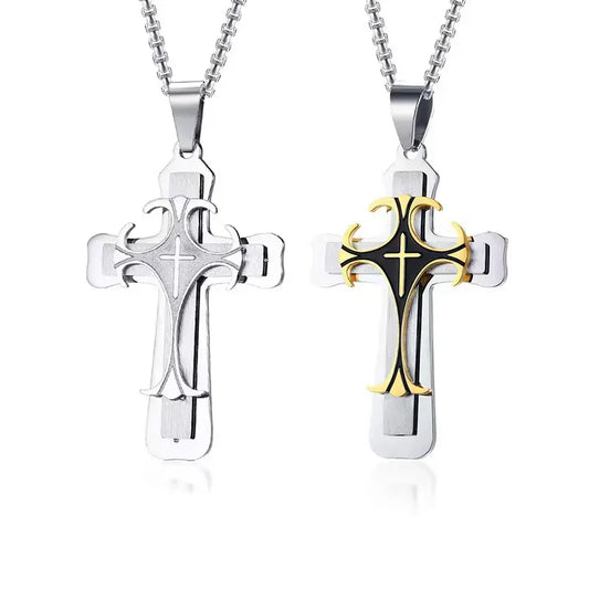 Triple Layer Cross Pendant