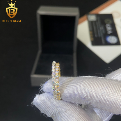 Iced-out moissanite ring