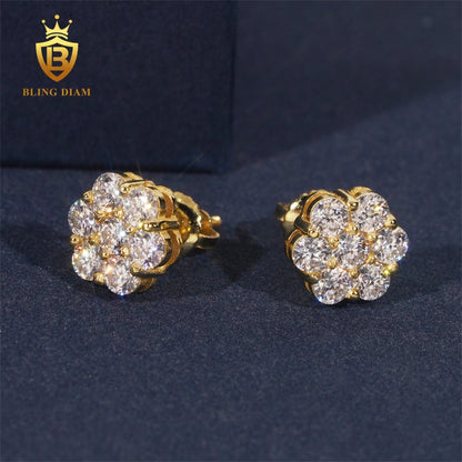 Flower Cluster VVS Moissanite Stud Earrings