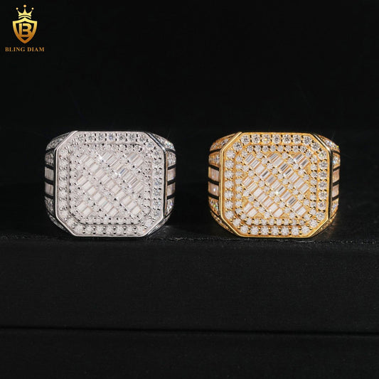 Baguette-cut iced-out ring