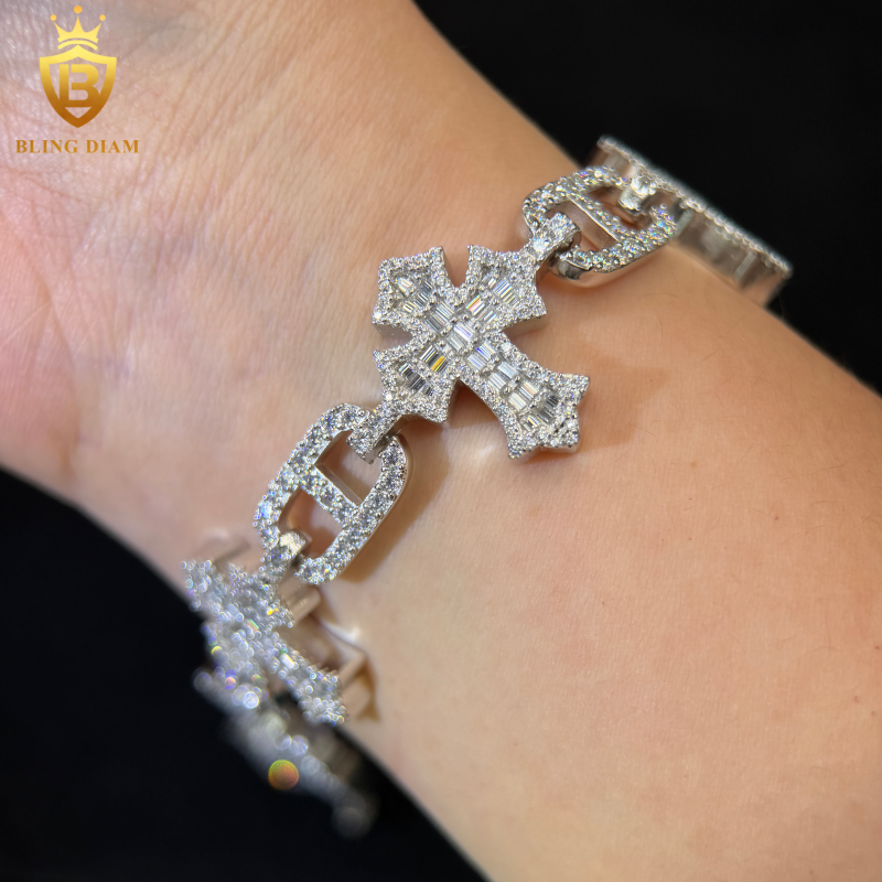 Baguette Cut Cross Moissanite Bracelet