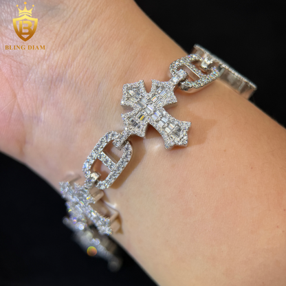Baguette Cut Cross Moissanite Bracelet