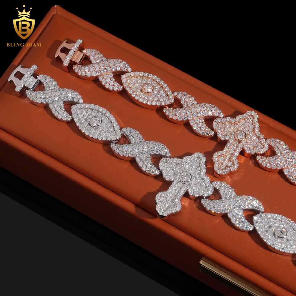 Cross and Infinity Moissanite Cuban Bracelet