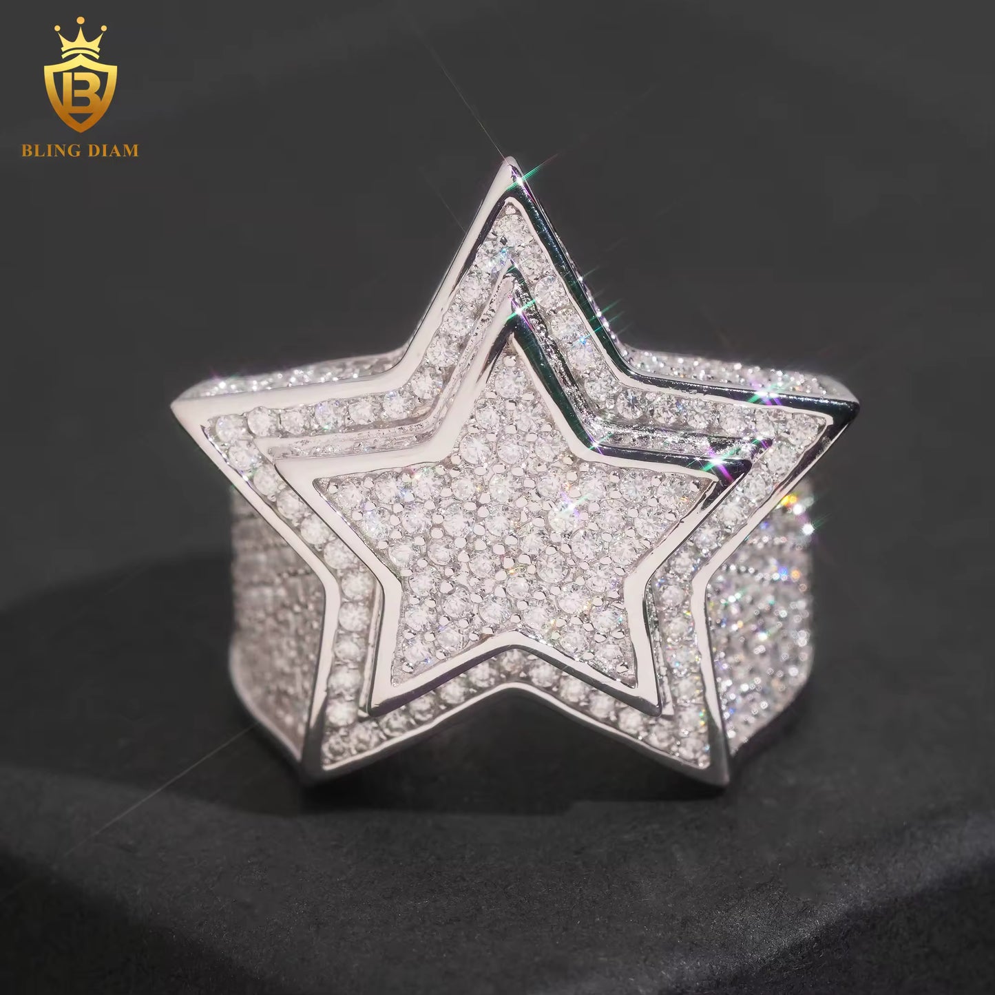 Star-design iced-out ring