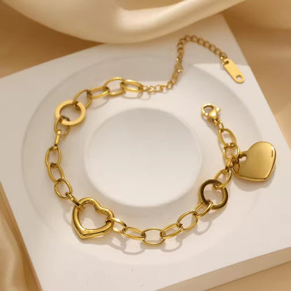 Double Heart Charm Bracelet
