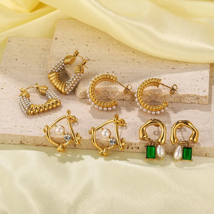 Pearl and Zircon Irregular Earrings