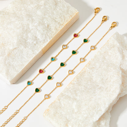 Zircon Heart Charm Bracelets