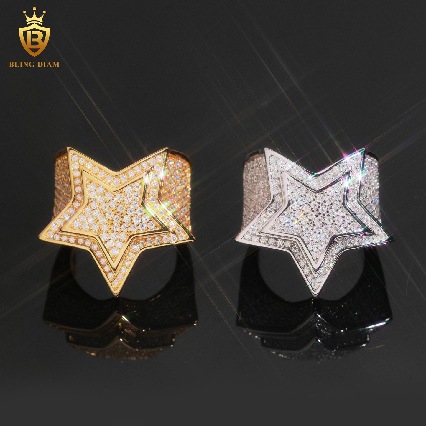 Star-design iced-out ring